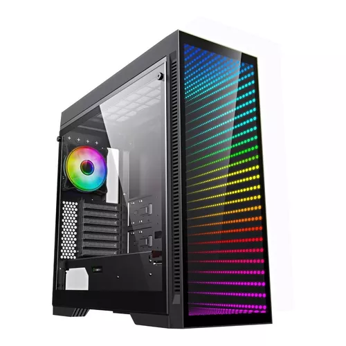 Olha que top que ficou o novo Gabinete Gamer Gamemax Infinit M908-TR RGB,  Mid Tower, 1 fan, vidro temperado, espelho infinito com iluminação Led  Rainbow.🤩😃, By MGinfo Informatica e Acessórios