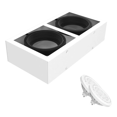 Plafon Box 2xar111 Cardanico Blanco Moderno Led Frio Blanco