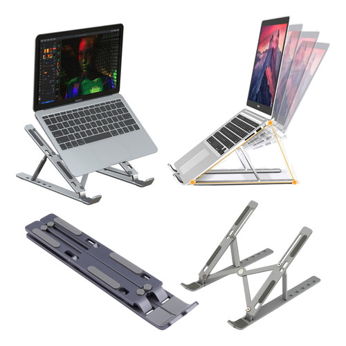 Soporte Para Macbook Base Notebook Aluminio Vertical Laptop Color Plateado