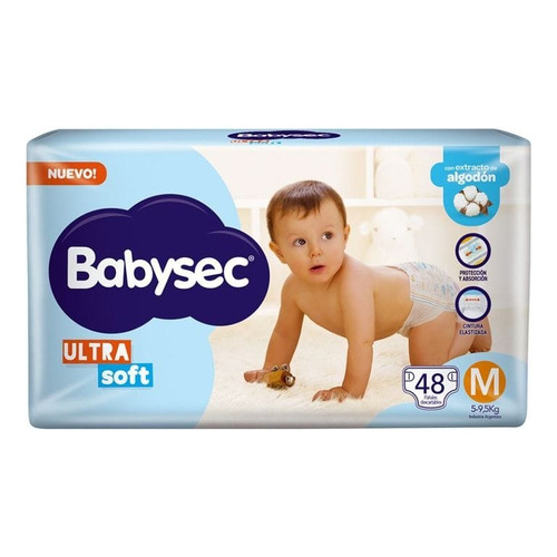 Pañales Babysec Ultra Sec Tamaño Mediano (M) de 5 a 9,5 kgs - 48Un