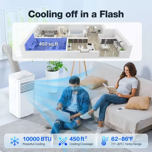 Aire acondicionado portátil 8000 BTU 3 en 1 portátil para refrigeración de  habitaciones de hasta 350 pies cuadrados, unidad de CA portátil con control