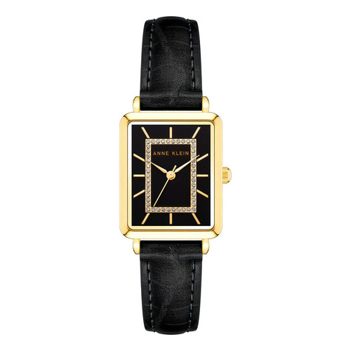 Reloj Mujer Anne Klein Correa De Piel 24 Mm Ak/3820gpbk Color de la correa Negro Color del bisel Dorado Color del fondo Negro
