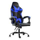 Silla Gamer Lumax Modelo Rom Color Negro/azul Material Del Tapizado Piel Sintética