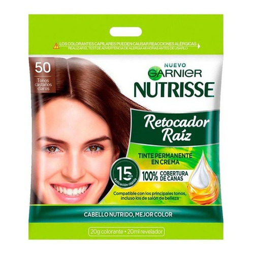 Kit Tinta Garnier  Nutrisse Tintura Retocador Raiz Garnier Tono 50 Castaños Claros tono 50 castaños claros para cabello