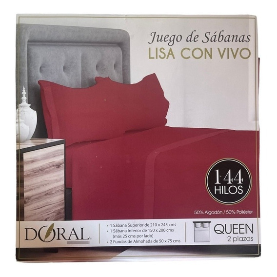 Juego De Sabanas Colores Liso Vivo 2 Plazas Marca Doral