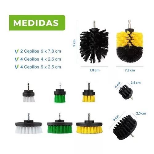Juego de 12 piezas de accesorios de cepillo de taladro, cepillo de limpieza  eléctrico, cepillo de limpieza para taladro, cepillos de limpieza para –  Yaxa Colombia