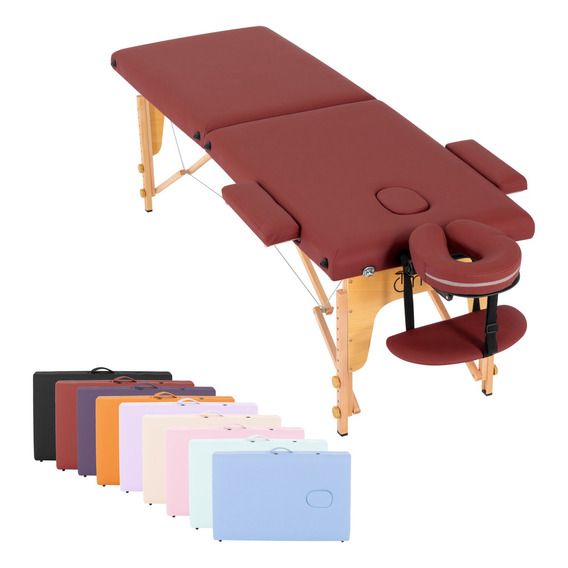 Cama Masaje Plegable Portatil Reclinable Spa Terapia Color Vino