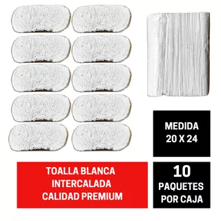 Toallas Intercaladas Para Mano Blancas 20x24 10 Paquetes Calidad Premium