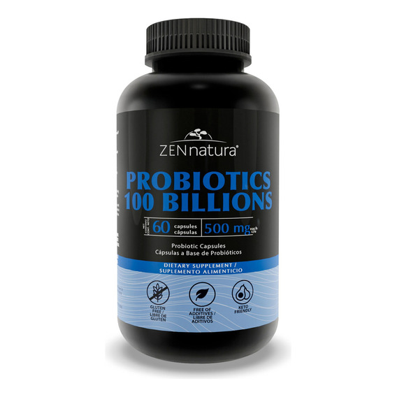 Probioticos 100 Billones 500 Mg Con 60 Caps Zen Natura Sabor Sin sabor