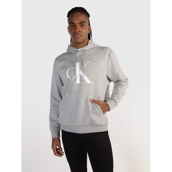 Sudadera Jaspeada Gris Calvin Klein De Hombre