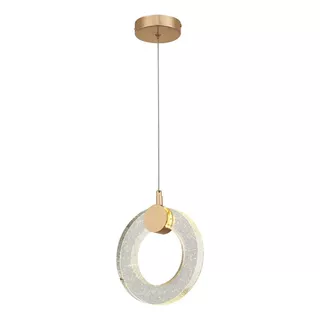 Pendente Led Arco Cristal Bolhas Dourado Moderno 3500k 20cm 110v/220v