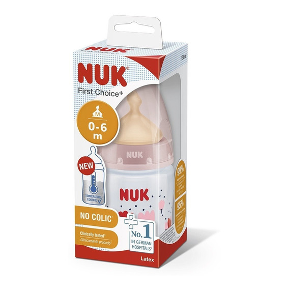 Mamadera Nuk First Choice Latex Control Temp 150ml rosa