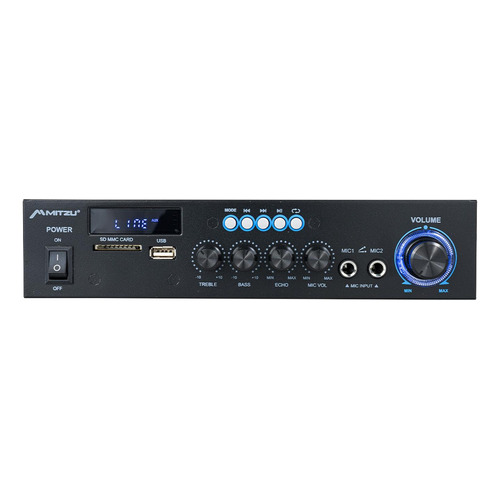 Amplificador Bluetooth Mitzu Pa-640bt Usb Fm Sd Control Fm Color Negro Potencia de salida RMS 30 W