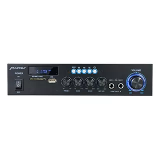 Amplificador Bluetooth Mitzu Pa-640bt Usb Fm Sd Control Fm Color Negro Potencia De Salida Rms 30 W