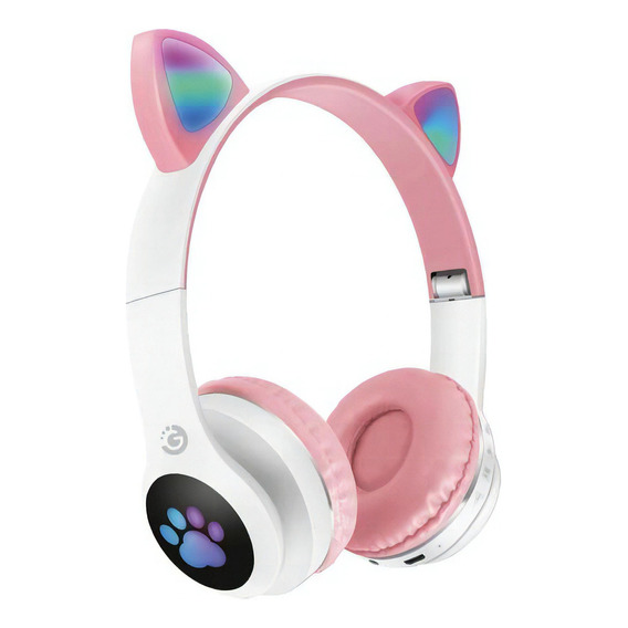 Auriculares Bluetooth Infantiles Gato Goldtech Catbass Color Rosa