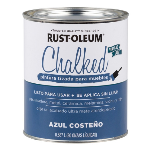 Pintura Tizada Ultra Mate Chalked Al Agua 0,887 L Rust Oleum Color Azul Costeño