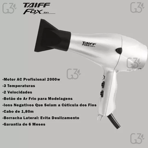 Secador Profissional para Cabeleireiro Fox 2000w - 127v Taiff