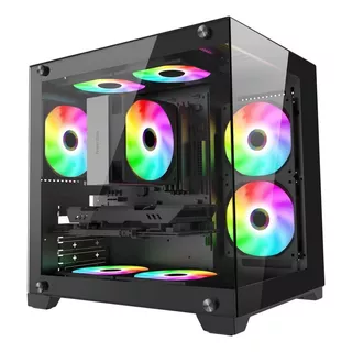 Gabinete Aquario Com 4x Fan Cooler Rgb Gamer Lithium Preto 