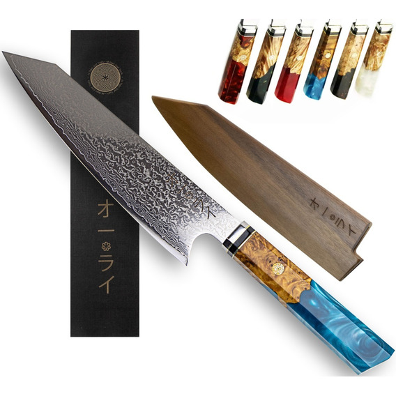 Cuchillo Chef Acero Damasco Japonés Profesional C/funda Incl