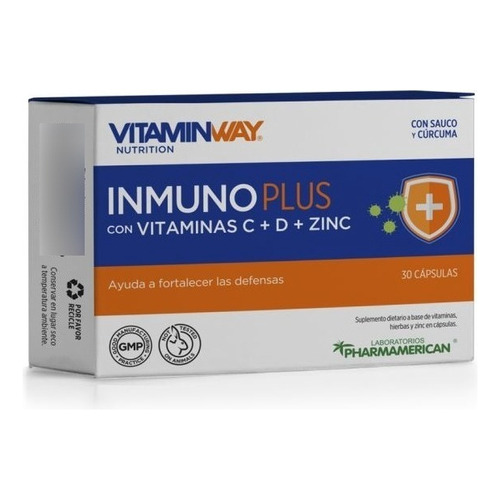 Vitamin Way Inmuno Plus Con Vitaminas C D + Zinc 30 Capsulas Sabor S/sabor