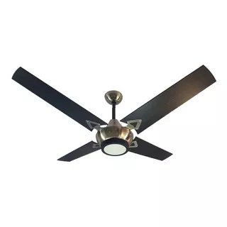 Ventilador Techo Madera Negra Reforzado Plafón Led 12w