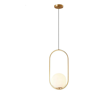  Colgante 1 Luz Marsella Oval Dorado Globo Opal Apto Led Ld Dorado