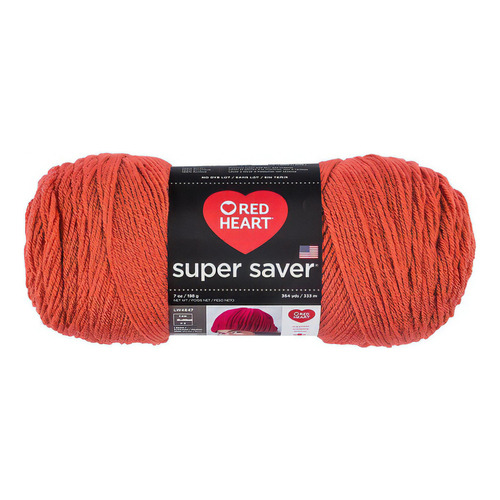 Estambre Acrílico Liso Super Saver Red Heart Coats Color 0726 Coral