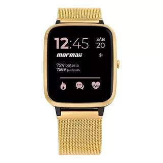 Relógio Smartwatch Mormaii Life Mesh Unissex Full Dourado