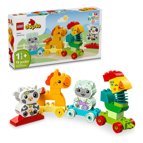LEGO® DUPLO® Mi Primer Tren de los Animales, juguete para construir y reconstruir con creatividad, set de aprendizaje infantil 10412