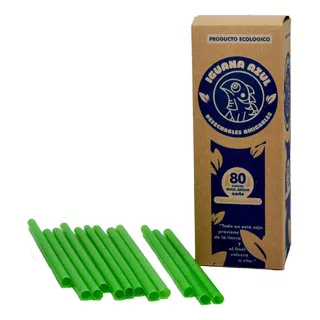 Popote Biodegradable De Agave Compostable Grueso 21cm 80pza Color Verde