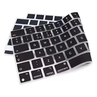 Película Protetor Teclado New Macbook Air 13 Chip M2 A2681 Cor Preto Com Letras Brancas / Padrão Us Americano