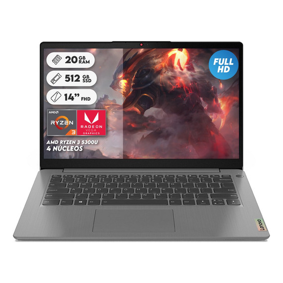 Portatil Lenovo Ryzen 3 5300u Ram 20gb Solido 512gb Fhd