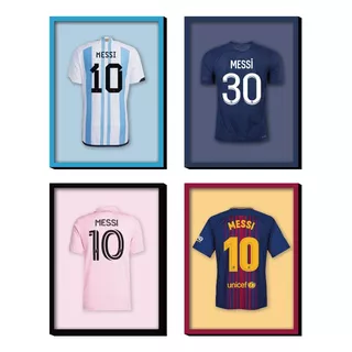 Cuadros Camisetas Dorsales Lionel Messi 30x40c/u