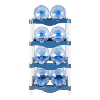 Rack De Plastico Azul Para 8 Garrafones, 4 Niveles