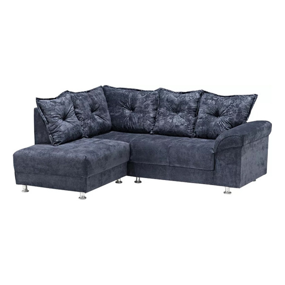 Sofa De 3 Cuerpos Con Extension Chaise En Tela O Cuerina Color Gris