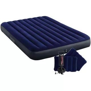 Set Colchon Inflable Intex 2 Plazas + 2 Almohadas + Inflador