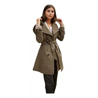 Piloto De Mujer Trench Impermeable C/capucha  Lluvia Calidad
