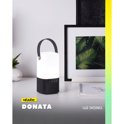 Lampara Led Velador Portatil Donata Negra Tl2000 Bateria Mks