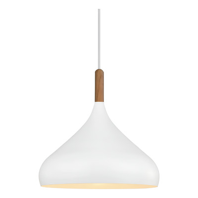 Lampara Colgante Valentin Blanco Madera 30cm Apto Led Cie