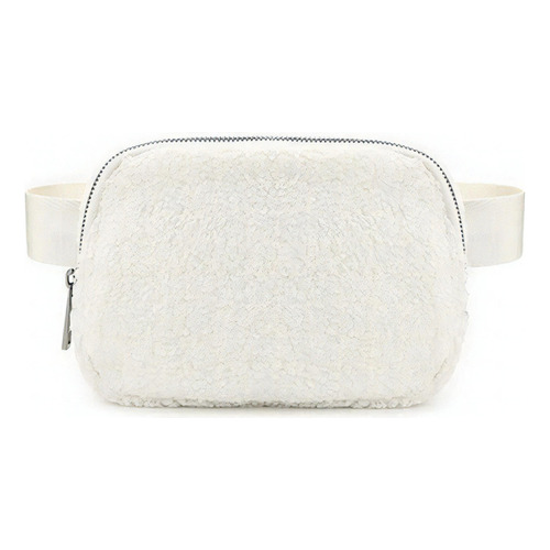 Riñonera de lana, bolso de hombro, bolso de mano para mujer, color blanco