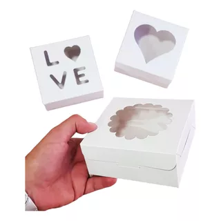 Combo 120 Cajas Con Visor Corazón-flor-love-12x12x5 (40 C/u)