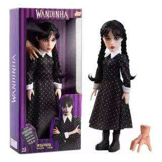 Muñeca Merlina De 45 Cm Colección Wednesday Miércoles Addams Figura Oficial De La Icónica Hija De Los Addams Vestido Lunares Trenzas Negras Y Mascota Dedos Figura Articulada Para Coleccionistas Y Fans