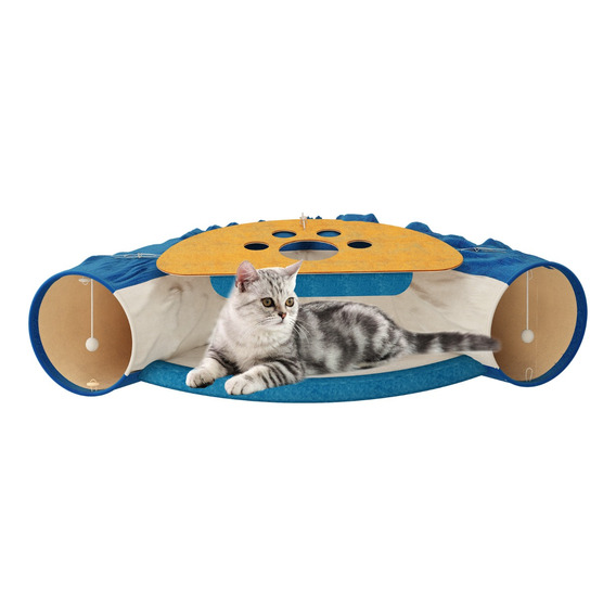 Túnel Plegable Para Gato Con Bola Colgante (con Cama)