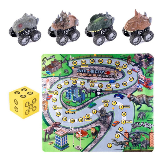 Juguete Set De Coches Dinosaurios Con Mapa Para Niños Juego