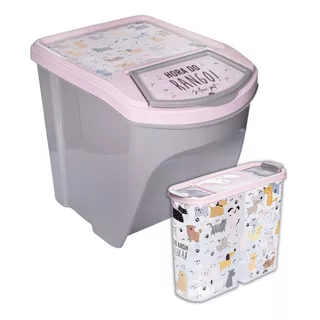 Kit Porta Ração Até 10 Kg Container + Pote Duplo Cão Gato