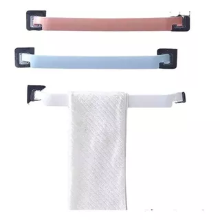 Toallero Plastico Autoadhesivo Multiuso Baño Moderno Pack X3 Color Blanco