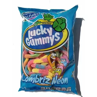 Gomitas Lucky Gummys Lombriz Neon Frutales Con Grenetina 1kg