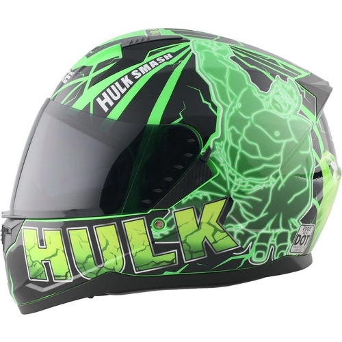 Casco Integral Moto Edge Marvel Hulk Color Verde Tamaño del casco XL