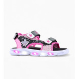 Sandalias Footy Estrella Negra/fucsia Con Luces Originales