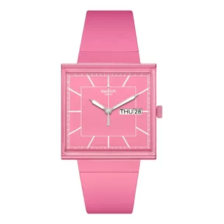 Reloj Swatch What If? Collection So34p700 What If Rose? Malla Rosa Bisel Rosa Fondo Rosa